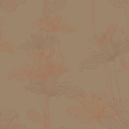 Обои "Aura" арт.Am 8 012/1 из коллекции Ambient, Milassa, с растительным узором в восточном стиле на оливков-сером фоне для гостиной